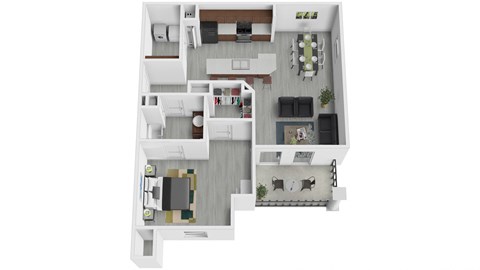 1 Bedroom Floor Plan at Arbours at Crestveiw, Crestview, 32539